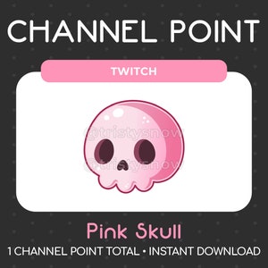 1 Cute Pink Skull Channel Point/Emote pour Twitch, Youtube, Discord, Stream / Téléchargement instantané