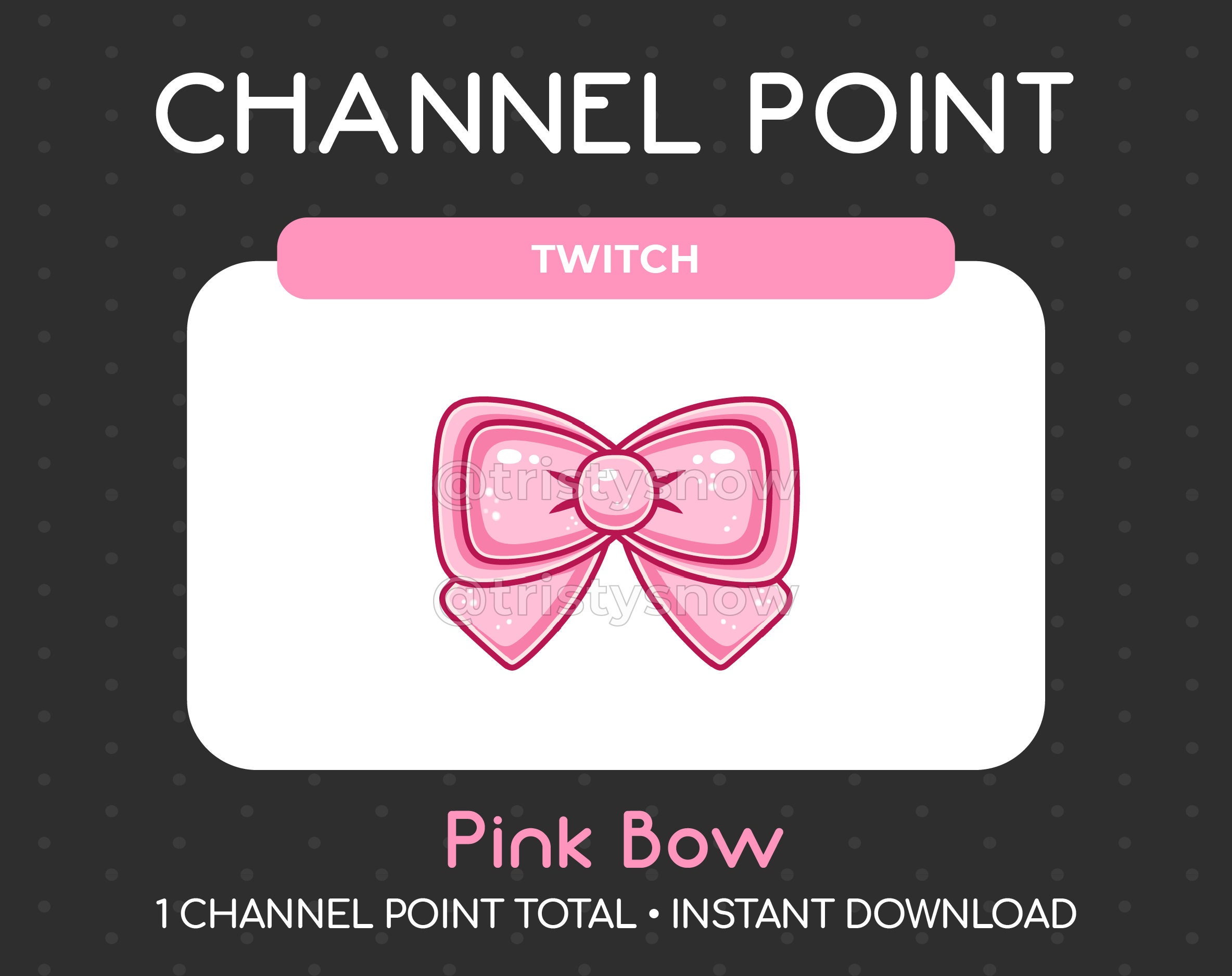 1 Cute Pink Bow Channel Point/Emote for Twitch, Youtube, Discord, Stream / Instant Download