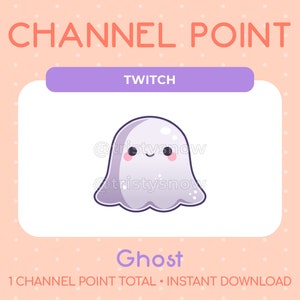 1 Cute Ghost, Halloween Channel Point/Emote for Twitch, Youtube, Discord, Stream / Instant Download