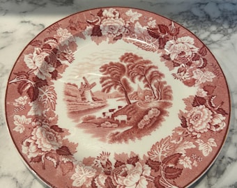 Enoch Woods Platter: Red Transferware - English Scenic Design - Etsy