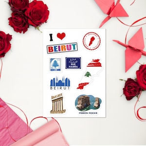Beirut Lebanon sticker sheet | Laptop high quality Lebanon sticker | Tumbler premium stickers Beirut Lebanon