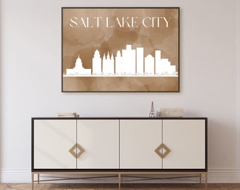 Impresión artística del horizonte de Salt Lake City: Póster turístico de Utah (descarga digital)