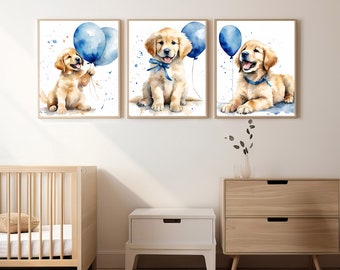 Decoración de pared para habitación de golden retriever, decoración de pared para habitación de perros, arte de golden retriever, impresión de perro para habitación de niños, decoración de pared para habitación de niños, impresión de animales para habitación de niños