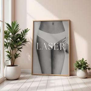 Laserontharingskunst, afdrukbaar muurdecor voor schoonheidssalon, schoonheidsspecialiste, poster ontharing