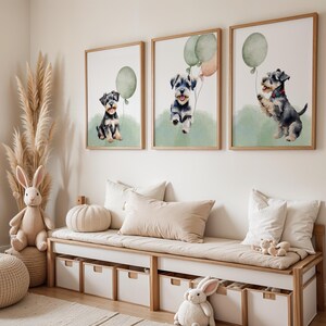 Schnauzer Nursery Art, Custom Dog Portrait, Watercolor Pet Painting, Unique Nursery Decor for Dog Lovers
