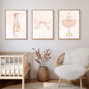 Ballerina Nursery Art, Ballet Decor for Girls, Printable Wall Art, Cute Ballerina Painting for Kids&#39; Rooms