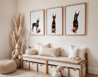 Football Nursery Decor: Animal Sports Print, Boy Room Wall Art
