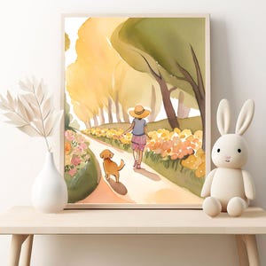 Golden Retriever Nursery Art: Baby Girl Puppy Print