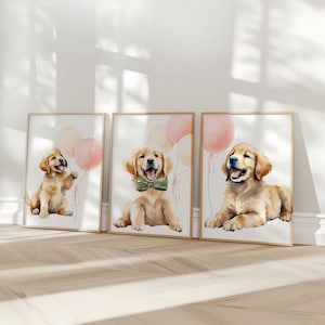 Golden Retriever Print | Dog Nursery Decor | Golden Retriever Art | Dog Print | Kid Room Wall Art | Golden Retrievers Printable