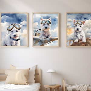 Westie Dog Art Print: Puppy Nursery Decor, Dog Lover Gift
