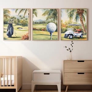 Decorazioni per cameretta a tema golf, stampe vintage a tema golf per la cameretta dei ragazzi, decorazioni murali con nomi personalizzati, decorazioni per cameretta a tema golf, regali unici per gli amanti del golf