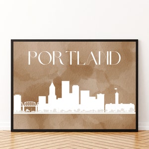 Portland Oregon Art Print: City Skyline Wall Decor
