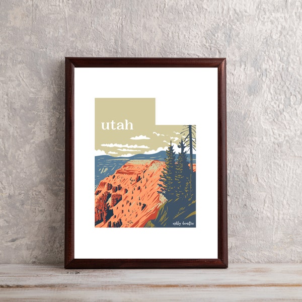 Utah Wall Art | Utah Wall Decor | Two State Print | Bryce Canyon Print | Utah Landscapes | Utah Gift | United States | Utah Poster