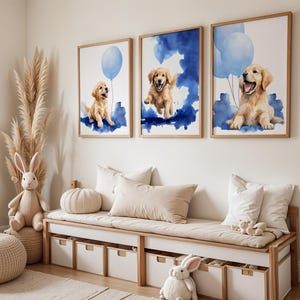 Golden Retriever Print | Dog Nursery Decor | Golden Retriever Art | Dog Print | Kid Room Wall Art | Golden Retrievers Printable
