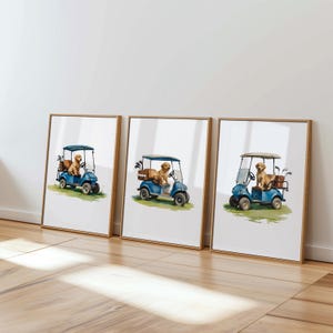 Golden Retriever Print | Golf Nursery Decor | Dog Nursery Decor | Golden Retriever Art | Dog Print | Kid Room Wall Art |