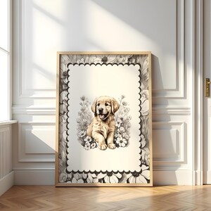 Golden Retriever Nursery Art - Puppy Wall Decor - Kids Room Decor - Nursery Wall Decor - Printable Dog Art - Baby Shower Gift