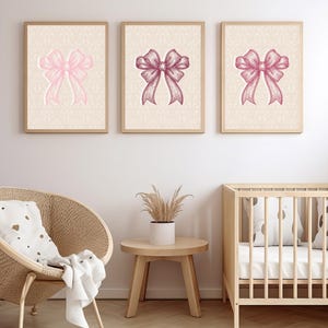 Bow Nursery Decor | Girl Room Print | Vintage Nursery Decor | Bow Wall Art | Coquette Nursery Decor | Baby Girl Room Decor