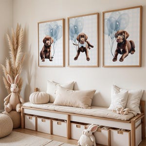 Chocolate Lab Nursery Art, Cute Dog Print, Puppy Wall Decor, Perfect Gift for Dog Lovers and Kids&#39; Rooms