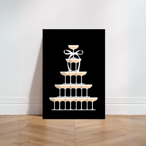 Champagne Tower Art Print: Elegant Bar Cart Decor (Digital Download)