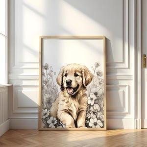 Golden Retriever Art | Nursery Wall Decor | Puppy Wall Art | Golden Retriever Print | Playroom & Nursery Prints | Golden Retriever Gift