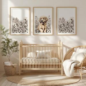 Golden Retriever Art | Nursery Wall Decor | Puppy Wall Art | Golden Retriever Print | Playroom & Nursery Prints | Golden Retriever Gift