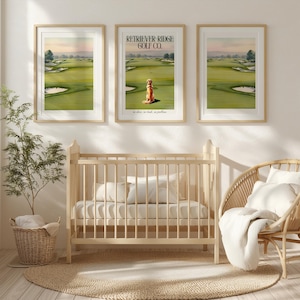 Arte per cameretta dei bambini a tema golf, simpatici animali da golf, decorazioni per cameretta dei bambini, decorazioni murali a tema golf, download digitale, regalo per baby shower