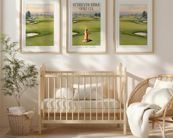 Golf Nursery Art, Cute Golfer Animals, Nursery Decor, Golf Wall Art, Digital Download, Baby Shower Gift
