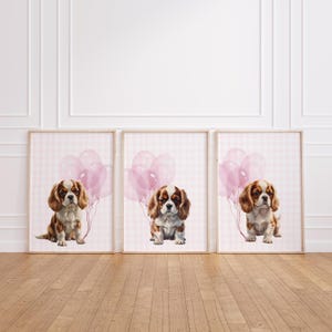 Cavalier King Charles Spaniel Nursery Art, Kids Room Decor, Dog Lover Gift, Puppy Wall Art, Cute Dog Prints