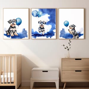 Schnauzer Nursery Art, Custom Dog Portrait, Watercolor Pet Painting, Unique Nursery Decor for Dog Lovers