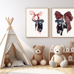 Black Lab Watercolor Print: Puppy Nursery Wall Art