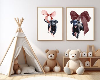 Black Lab Nursery Art, Cute Dog Wall Decor, Puppy Print, Labrador Art, Kids Room Decor, Dog Lover Gift
