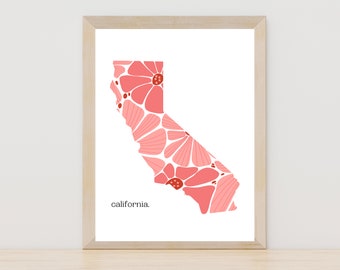 California Wall Art | Map of California | California State Art | California Poster | California Print Download | California Coast Art