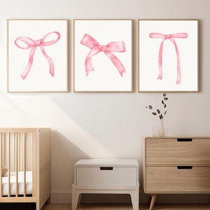 Bow Coquette Print | Dorm Room Decor | Pink Bows Print | Coquette Aesthetic | Vintage Coquette | Nursery Girly Wall Art