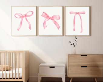 Bow Coquette Print | Dorm Room Decor | Pink Bows Print | Coquette Aesthetic | Vintage Coquette | Nursery Girly Wall Art