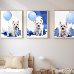 Westie Dog Art Print: Puppy Nursery Decor, Dog Lover Gift