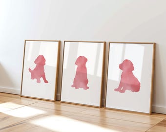 Puppy Nursery Art, Custom Dog Decor, Personalized Watercolor Prints for Kids, Nursery Wall Art for Baby Rooms
