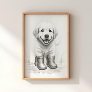 Quarto de criança com Golden Retriever, Arte de parede para quarto de criança com Cachorro, Arte de Golden Retriever, Impressão para quarto de criança com Cachorro, Arte de parede para quarto de criança, Impressão de animal para quarto de criança