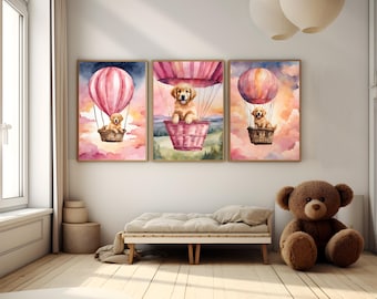 Golden Retriever Nursery, Dog Nursery Wall Art, Golden Retriever Art, Dog Nursery Print, Kids Room Wall Art, Nursery Animal Print