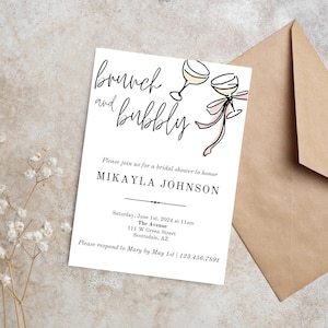 Brunch and Bubbly Bridal Shower Invitation Template | Customizable Bridal Shower Invitation
