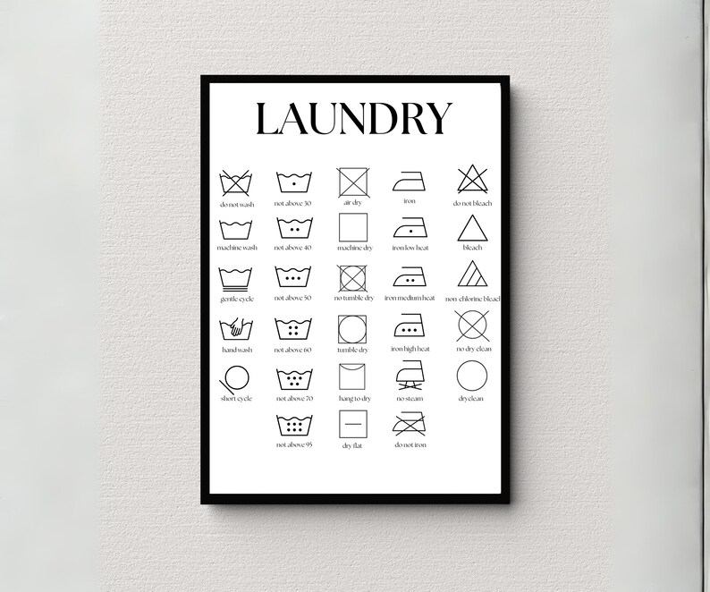 Laundry Symbols PDF Print Instant Download Laundry Room Etsy