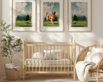 Golf Nursery Decor, Vintage Golf Prints for Boys Room, Custom Name Wall Art, Golf Themed Nursery Decor, Unique Baby Gifts for Golf Lovers