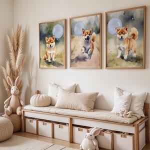 Shibainu Nursery Art - Cute Shiba Inu Wall Decor - Baby Room Art - Dog Lover Gift