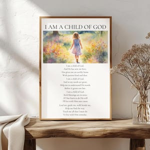 I am a Child of God Print - Printable Scripture Wall Art - Baptism Decor - Primary Printable