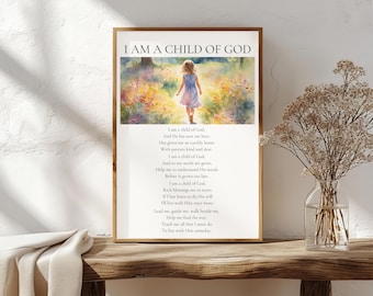 I am a Child of God Print - Printable Scripture Wall Art - Baptism Decor - Primary Printable