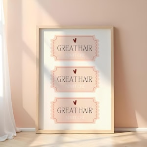 Kapsalondecor, kunst aan de muur schoonheidssalon, kapperscadeau, kapperafdruk, salondecoratie, haarcitaten