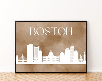 Boston Skyline Art Print: Minimalist Cityscape (Digital Download)