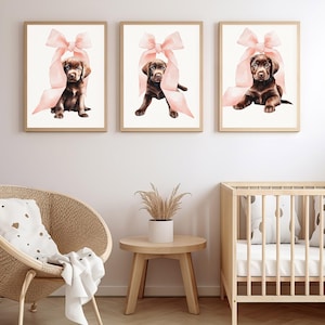 Chocolate Lab Nursery Art, Cute Dog Print, Puppy Wall Decor, Perfect Gift for Dog Lovers and Kids&#39; Rooms