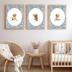 Golden Retriever Print | Dog Nursery Decor | Golden Retriever Art | Dog Print | Kid Room Wall Art | Golden Retrievers Printable