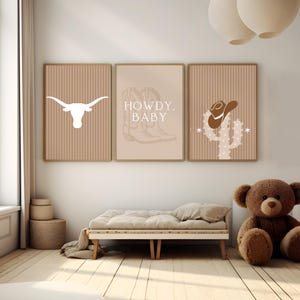 Western Nursery Art: Cowboy Cactus, Boots, Bull (Digital Download)