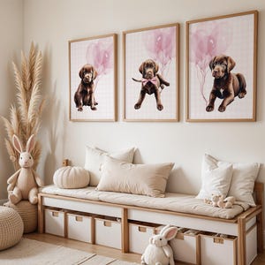 Chocolate Lab Nursery Art, Cute Dog Print, Puppy Wall Decor, Perfect Gift for Dog Lovers and Kids&#39; Rooms